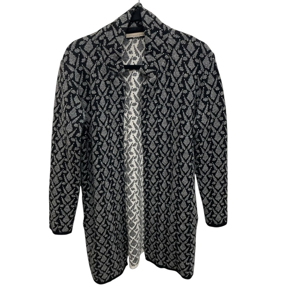 Chiaramente women’s wool blend Cardigan Open Front Sweater Black Italy Medium